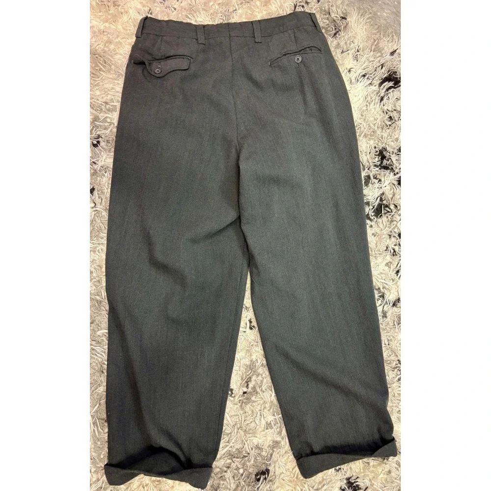 Nordstrom Natural Style small Pleated Trousers Charcoal Gray Relaxed Fit Pants